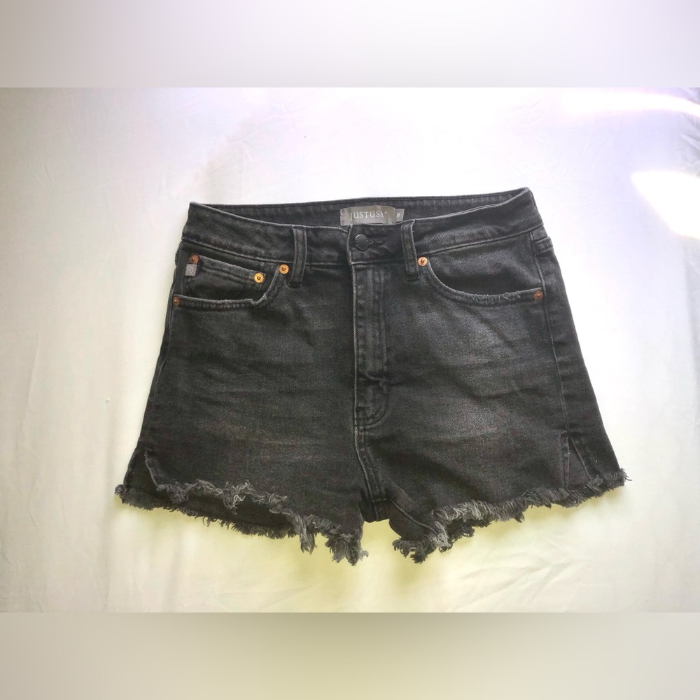 Just USA Women’s Washed Black Denim Shorts